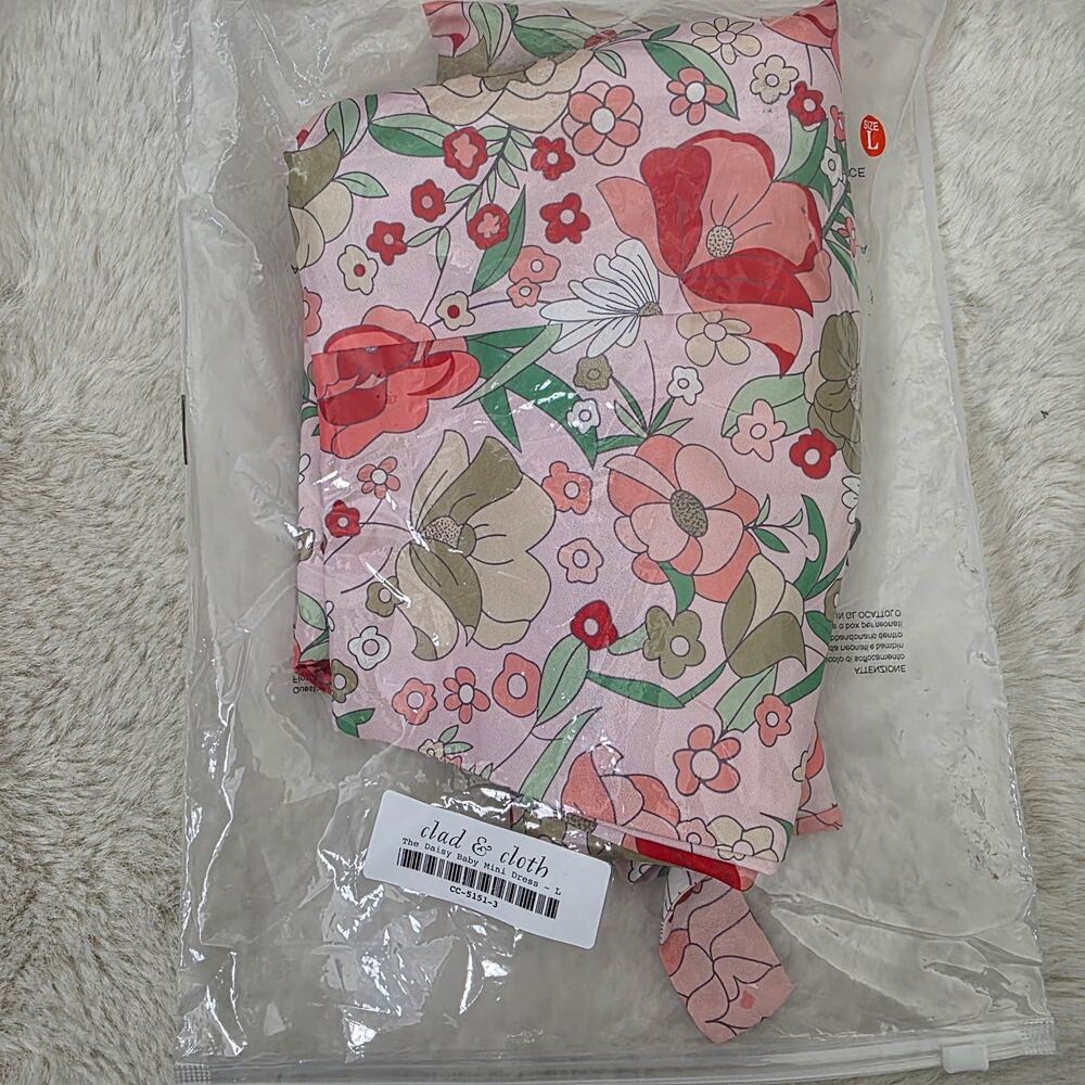 Clad & Cloth The Daisy Pink Floral Halter Open Back Retro Mini Dress Large NEW - Picture 13 of 13